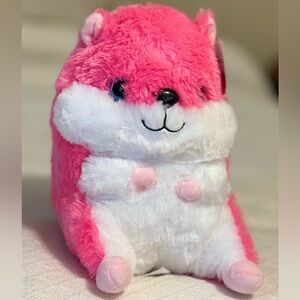 Pink and White Plush Accent Pillow